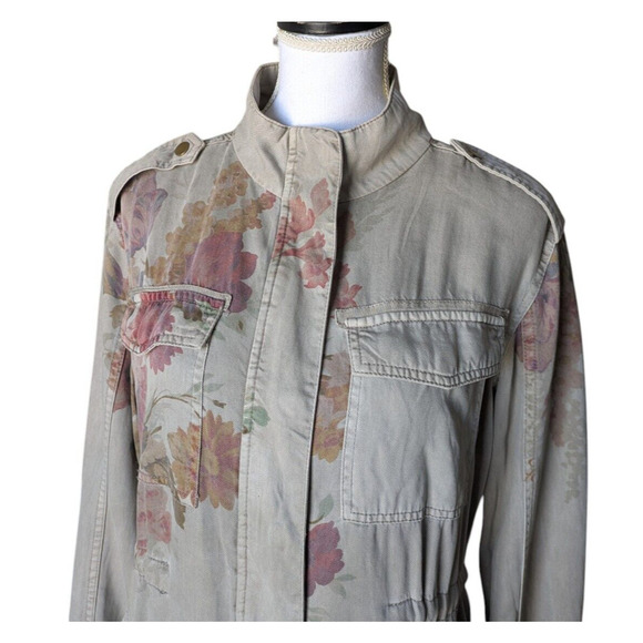 Sundance Catalog Gray Tan Rochelle Floral Jacket Size Small Tencel Lightweight - Picture 4 of 7
